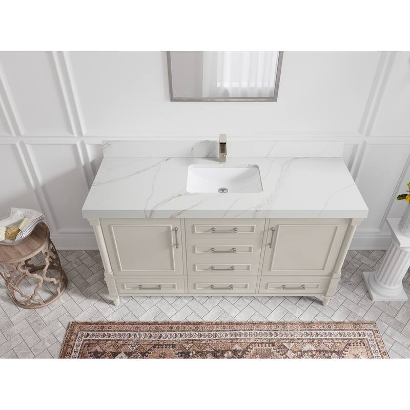 Willow Collections 60 in. W x 22 in. D Aberdeen Single Bowl Sink Bathroom Vanity with Countertop