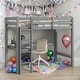 preview thumbnail 1 of 7, Modern Twin Size Loft Bed with Built-in Desk and Safety and Quality Guaranteed for Bedroom Grey