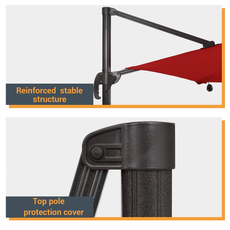 LIVOOSUN Aluminum 10x8FT LED Rectangular Cantilever Patio Umbrella