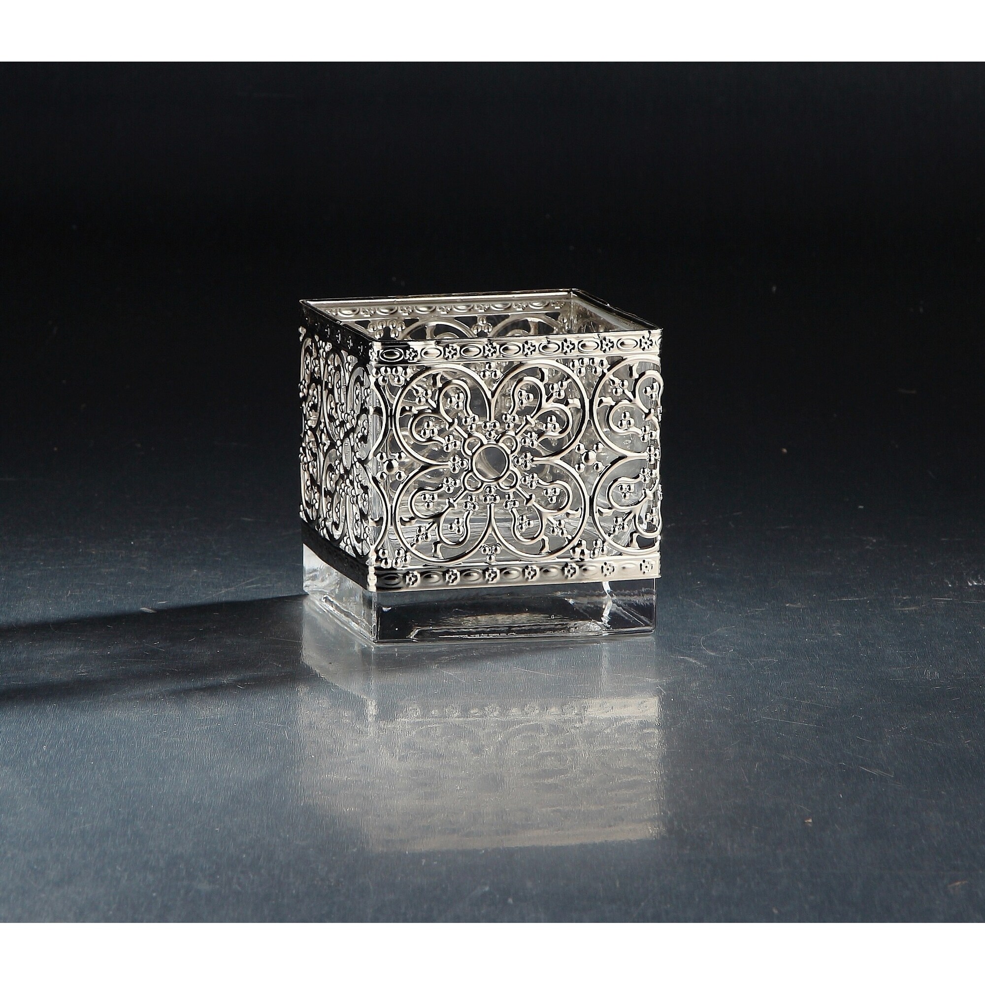Shop 4 Clear And Silver Colored Square Tabletop Glass Vase Free