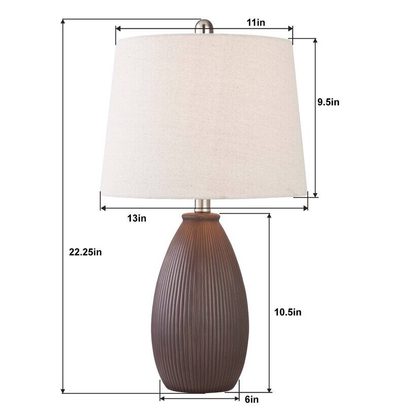 22.25" Ceramic Round Table Lamp (Set of 2)