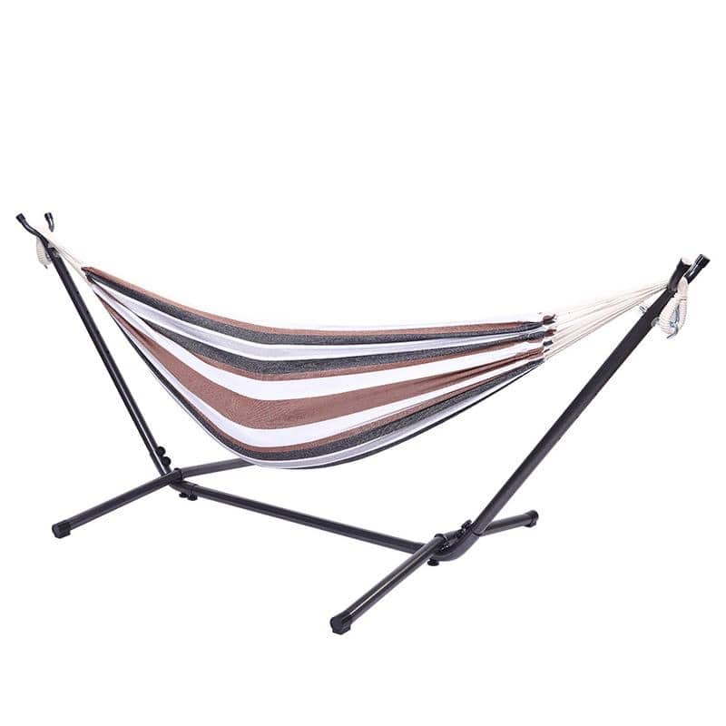 Shella 2-person Portable Garden Hammock with Stand by Havenside Home - Coffee Stripe