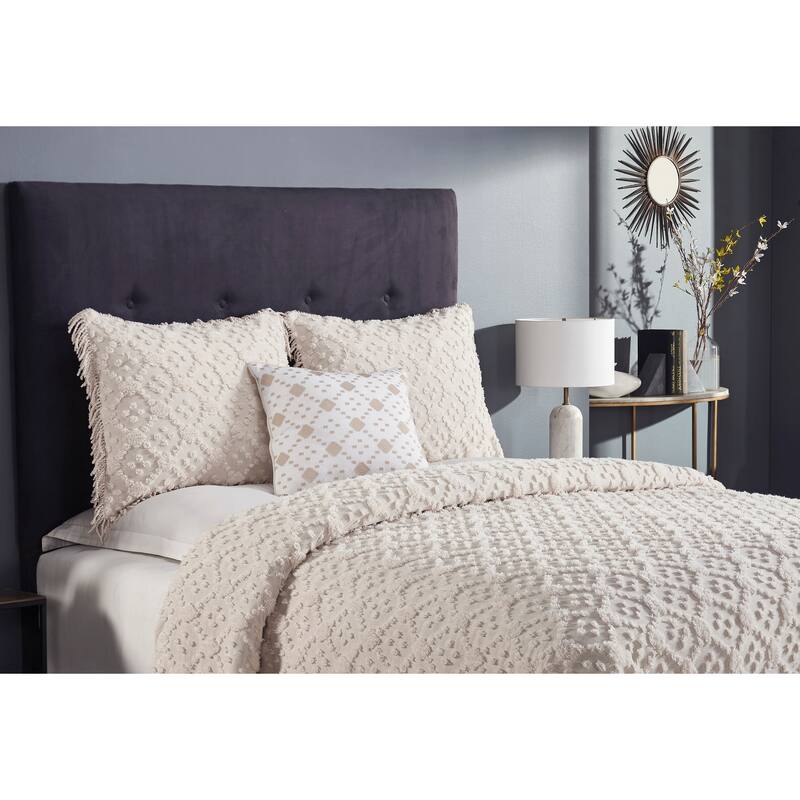 Better Trends Charleston Collection 4-Piece 100% Cotton Tufted Diamond Design Bedspread Set - Machine Washable & Tumble Dry Safe