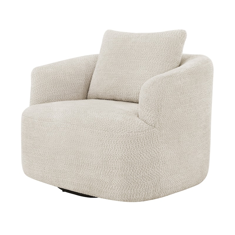 Upholstered Swivel Barrel Chair with Pillow