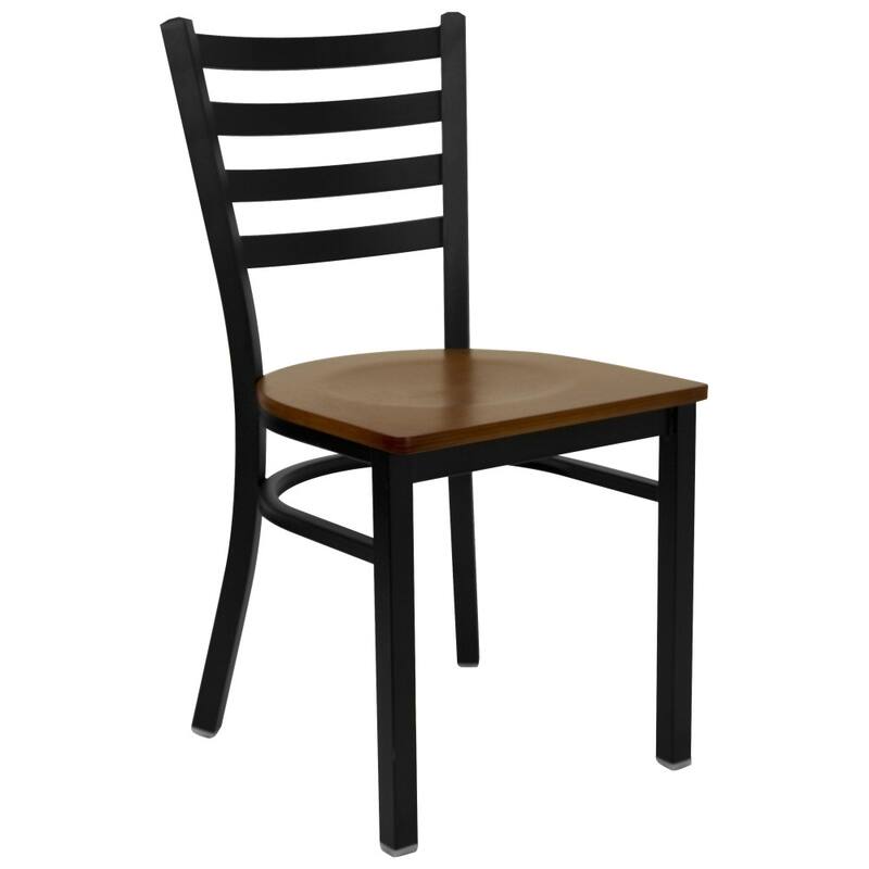 2 Pack Ladder Back Metal Restaurant Chair - 16.5"W x 17"D x 32.25"H - 16.5"W x 17"D x 32.25"H