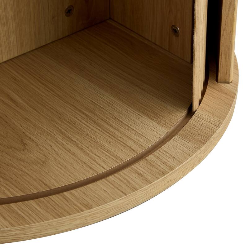 Classic Coffee Table, Round Dining Table with Double-Layer Storage, Woodgrain Kitchen Table for 4-6 People