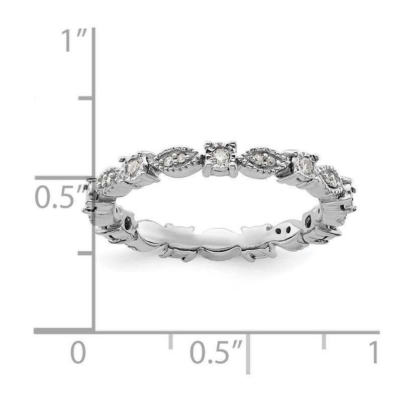 Curata 2.25mm 925 Sterling Silver Prong set Stackable Expressions Polished Diamond Ring