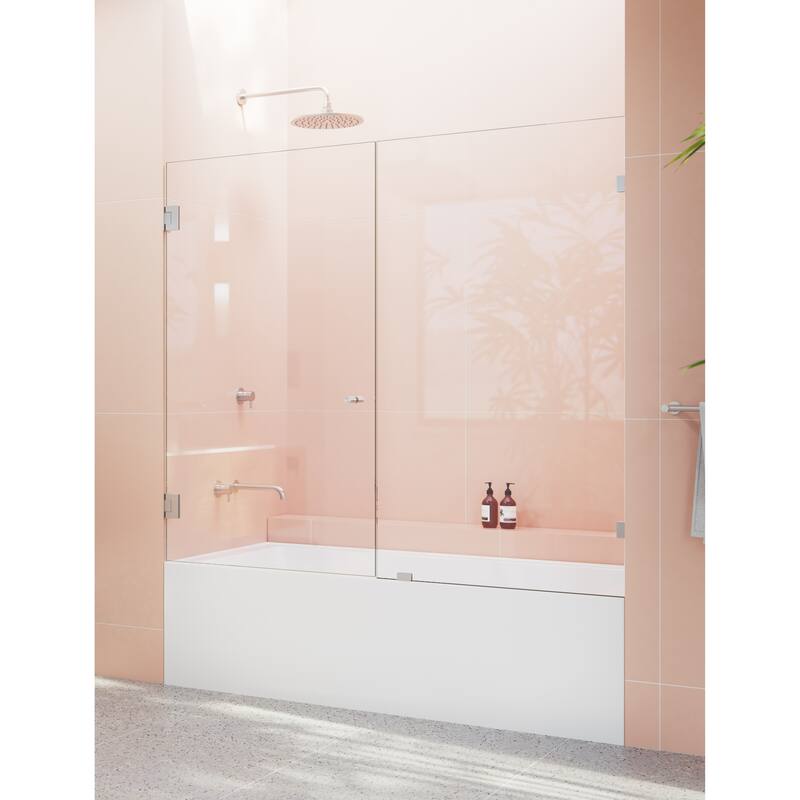 Glass Warehouse 58.25" x 68" Frameless Shower Bath Door - Wall Hinge