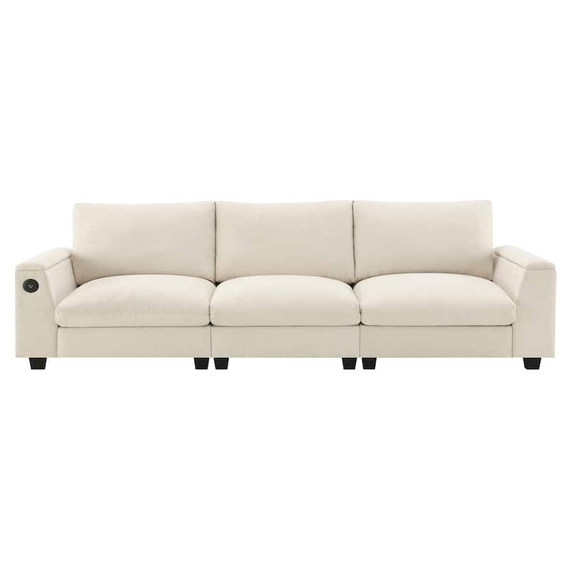 Chenille Modular Sectional Sofa,Cloud Couch Set with, USB, Bluetooth