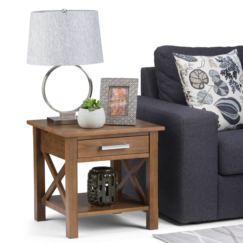 WYNDENHALL Waterloo SOLID WOOD 21 inch Wide Square Contemporary End Side Table - 21 inch Wide - Medium Saddle Brown