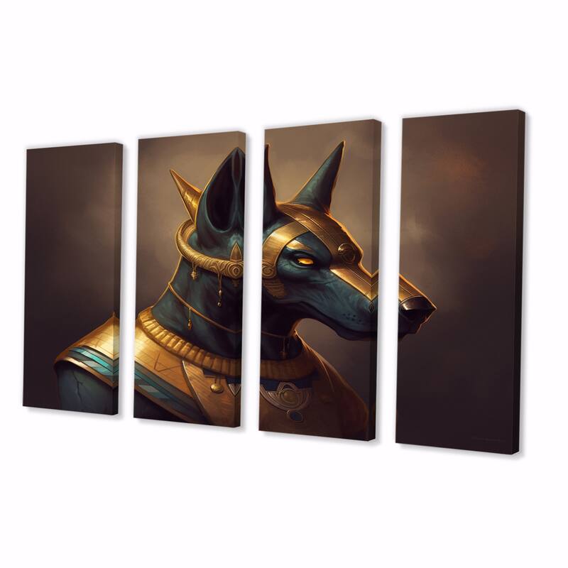 Designart "Vintage Anubis Ancient Egyption Jackal God IX" Egyptian Woman Multipanel Canvas Art Print set