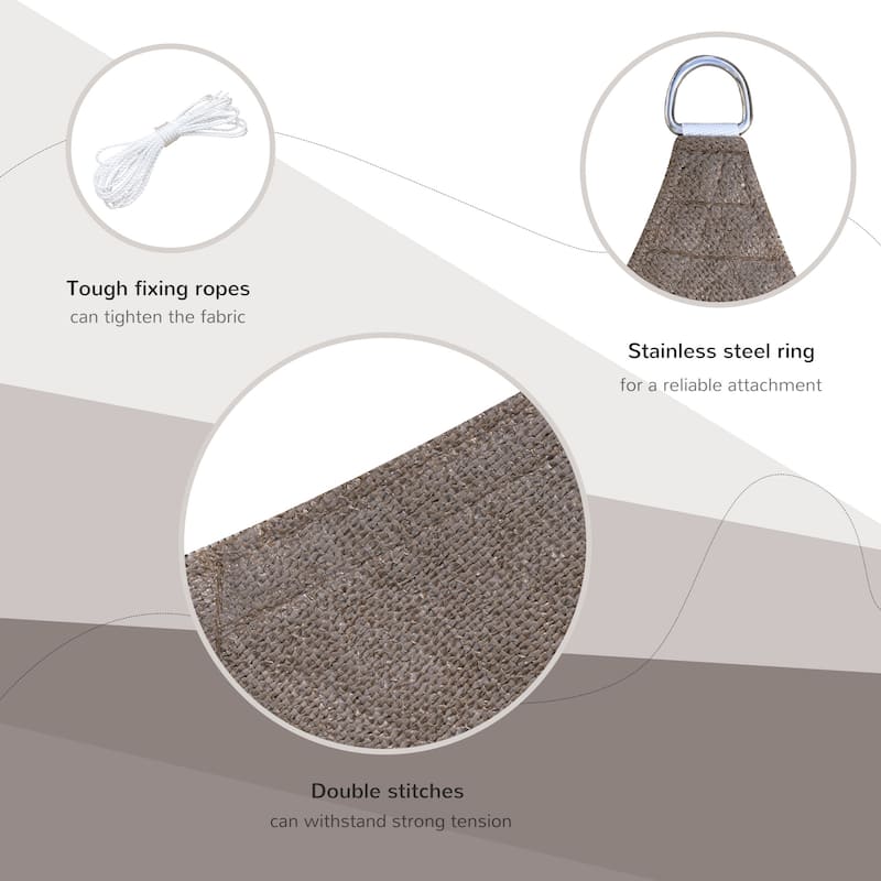 Outsunny 20' x 13' Rectangle Outdoor Patio Sun Shade Sail Canopy with D-Rings and Nylon Rope Included - Brown - 20' x 13'