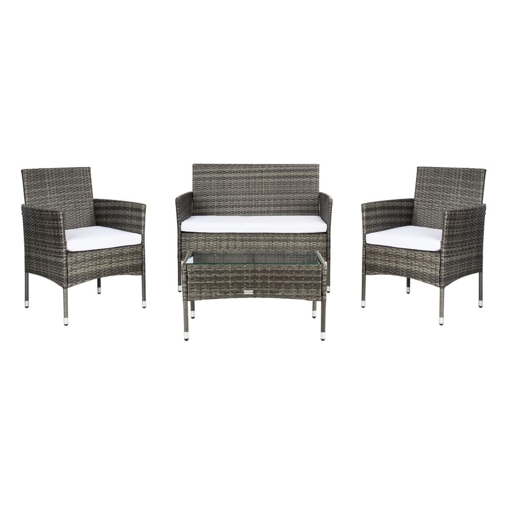 SAFAVIEH Outdoor Amiyah 4-Piece Conversation Patio Set - 42W x 33D x 23H