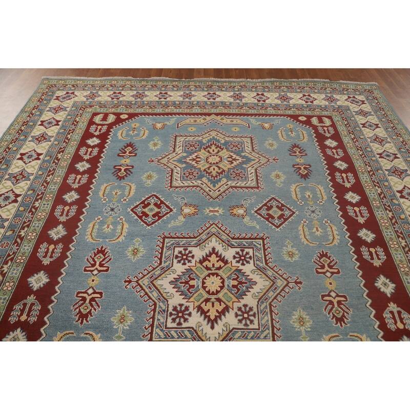 Light Blue Kazak Rug Handmade Traditional Oriental Wool Carpet - 8'3"x 11'5"