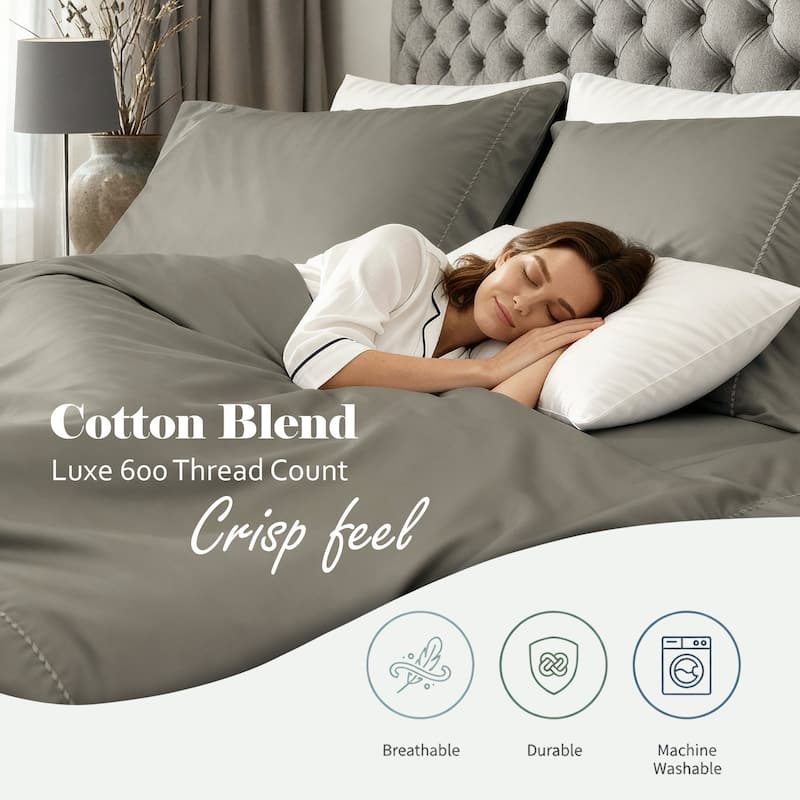 Superior Imperia Cotton Blend Embroidered 600 Thread Count Sheet Set