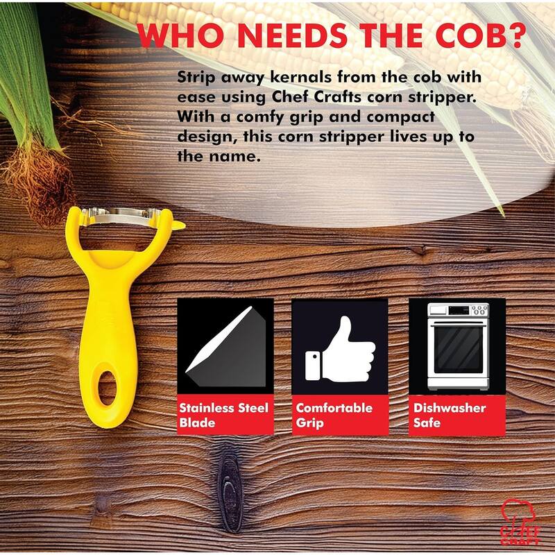 Chef Craft Corn Cob Stripper, Stainless Steel Blade Corn Kernel Remover Tool