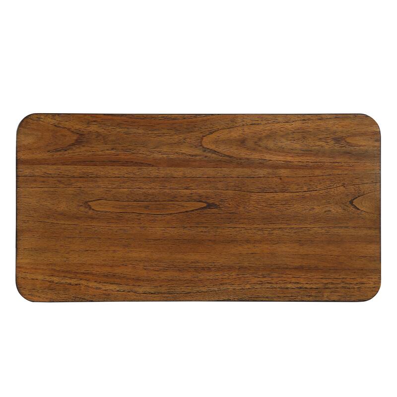 Rectangular Coffee Table Set Wooden Center Table End Table with Open Storage Shelves Solid Wood Legs, for Living Room