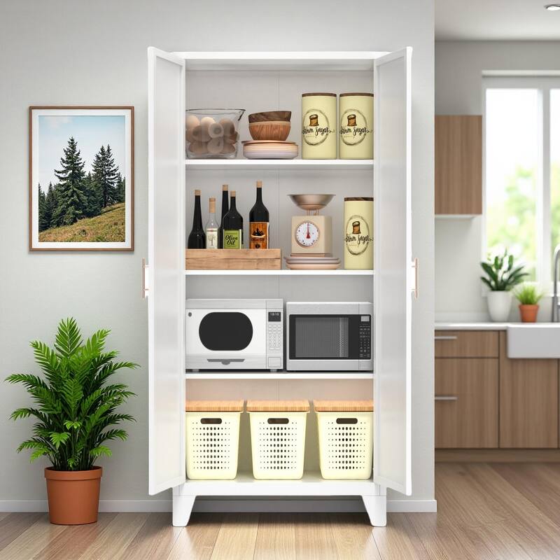 2 Shapely Doors Buffet Sideboard Accent Cabinet, Storage Cabinet with Doors and Adjustable Shelves