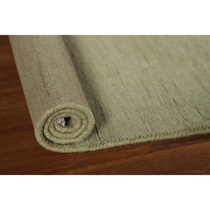 Green Gabbeh Modern Foyer Rug Handmade Wool Carpet - 2'7"x 3'11"