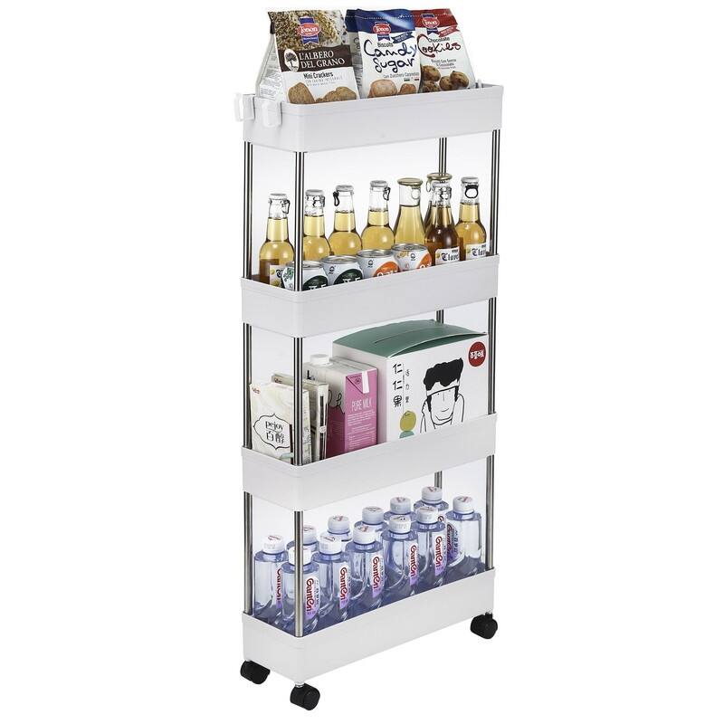 4-Layer Ultra-thin Mobile Multi-functional Slim Storage Cart Storage Cabinet