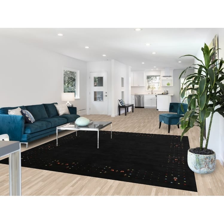 Hand Knotted Oriental 100% Wool Carpet Tribal Tribal Greys & Charcoal Gabbeh Area Rug - 8' 3'' X 8' 2''