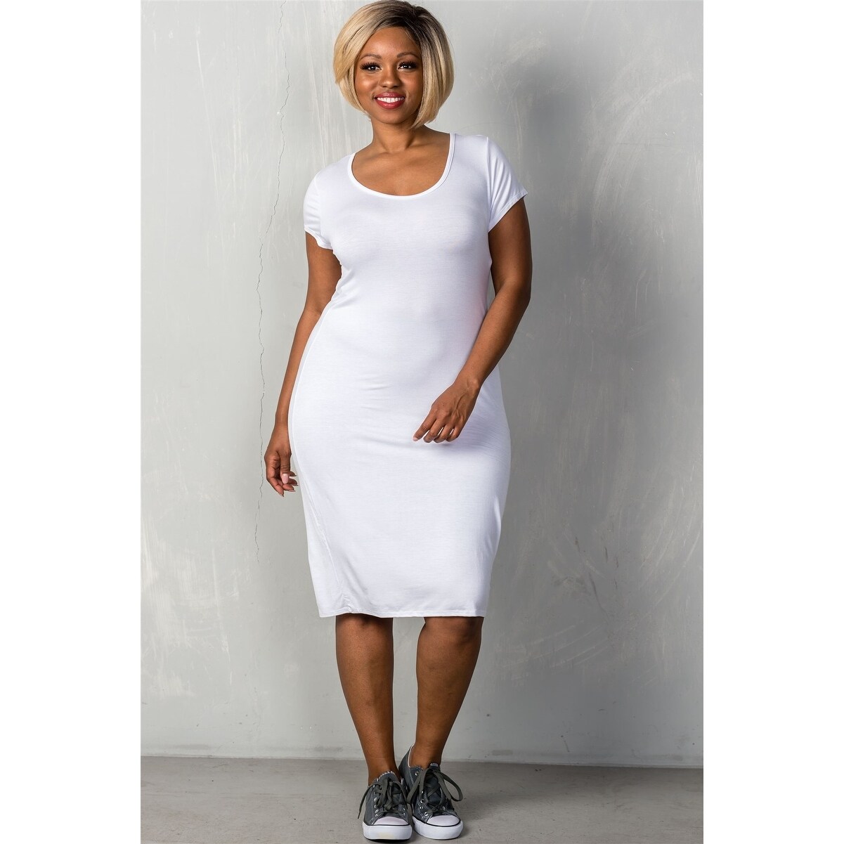 midi length dresses with short sleeves