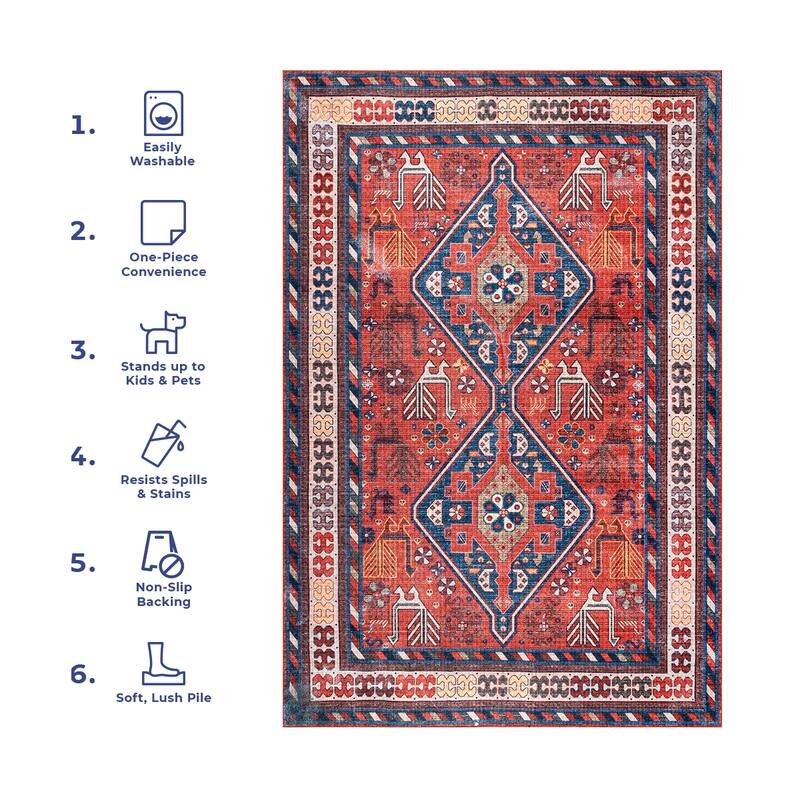 Nuloom Damaris Splashguard Medallion Machine Washable Area Rug