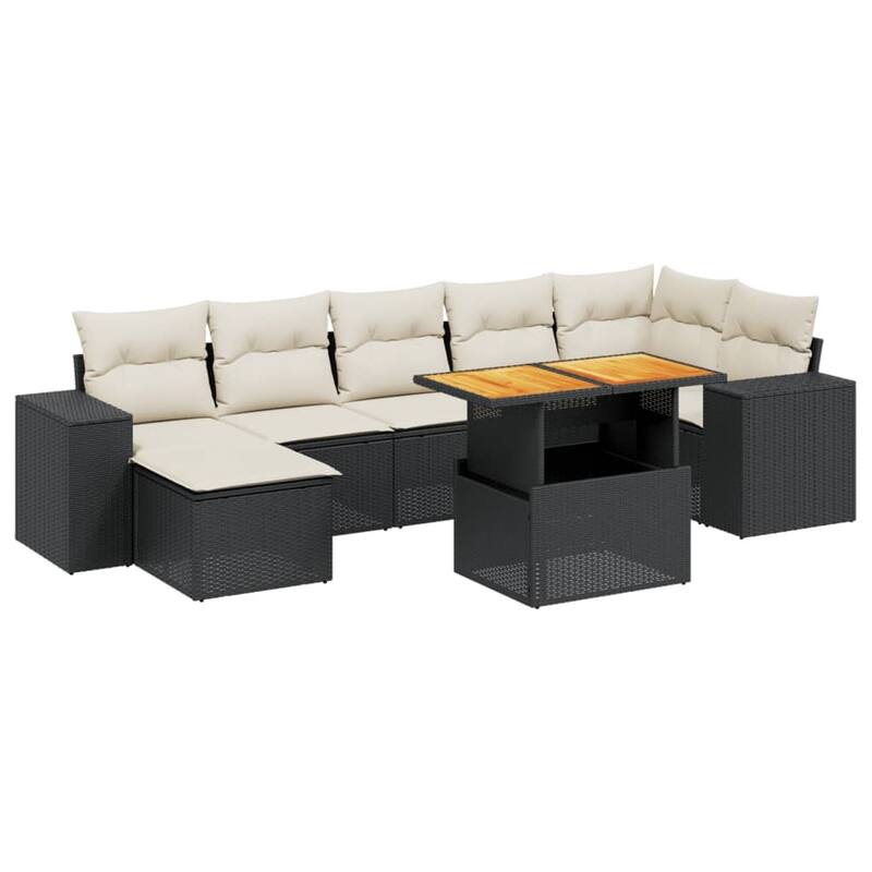 vidaXL Patio Sofa Set with Cushions Conversation Set Outdoor 8 Piece Poly Rattan