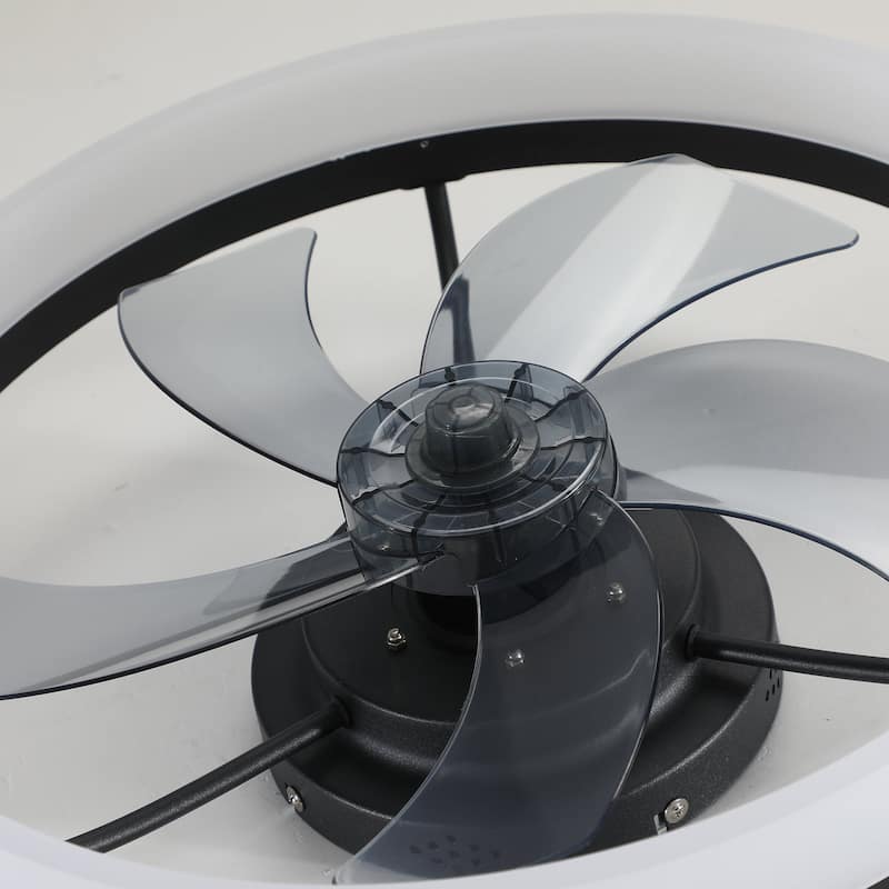 20 in. W x 6 in. H Ceiling Fan in Black and White with Dimmable LED Lights - 20“ x 6" in