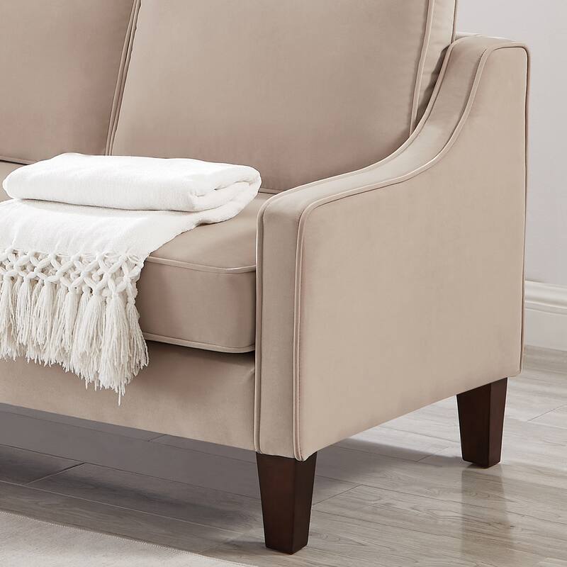 Modern Loveseat sofa for Living Room, Upholstered Velvet Small Couch with Wooden Legs for Bedroom, Navy