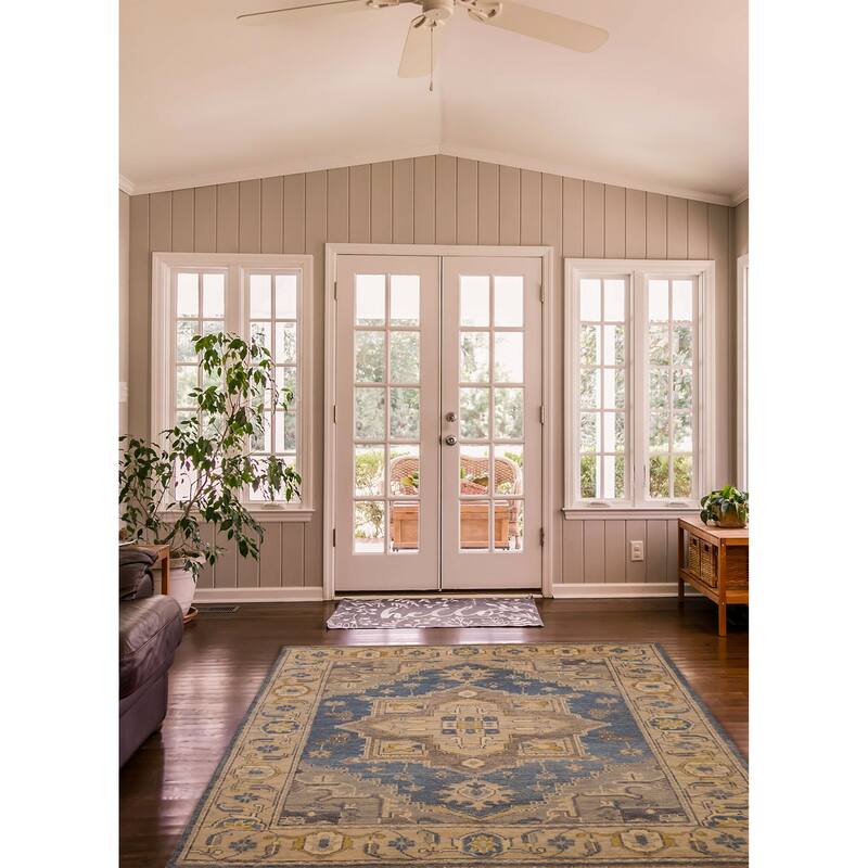 ECARPETGALLERY Hand-knotted Jules Serapi Navy Wool Rug - 8'1 x 9'10