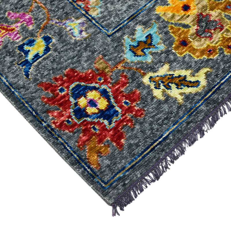 Blu Armijo Transitional Oriental Hand-Knotted Area Rug