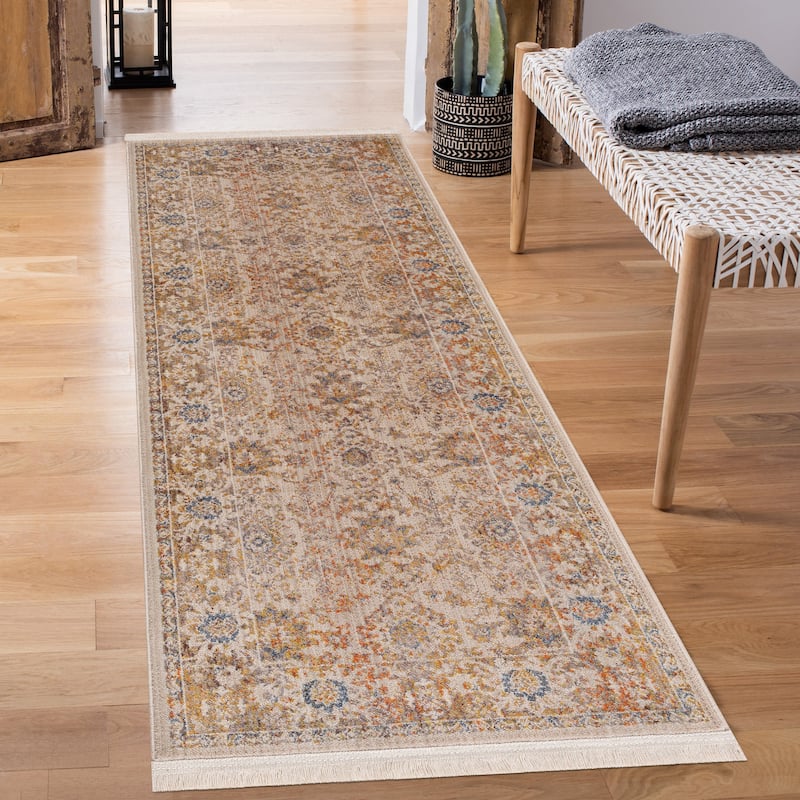 Sevita Rustic Traditional Boho Bordered Floral Area Rug