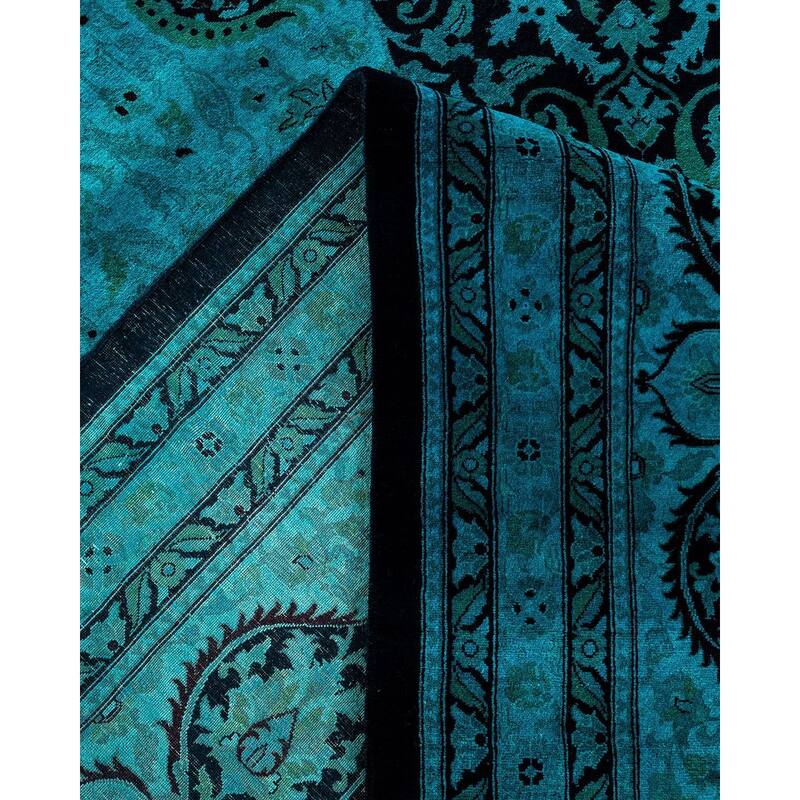 Overdyed, One-of-a-Kind Hand-Knotted Area Rug - Blue - 12' 1" x 17' 1"