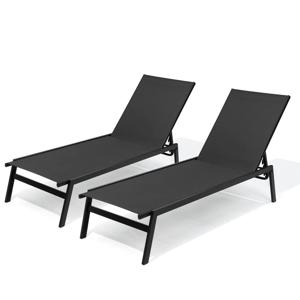 Crestlive Products Outdoor Patio Adjustable Stackable Chaise Lounges Chairs with Arms