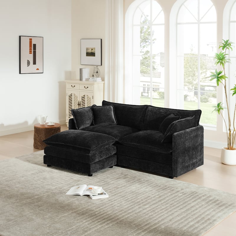 Cloud Chenille Upholstered Modular Sectional Sofa with DIY Combination Design