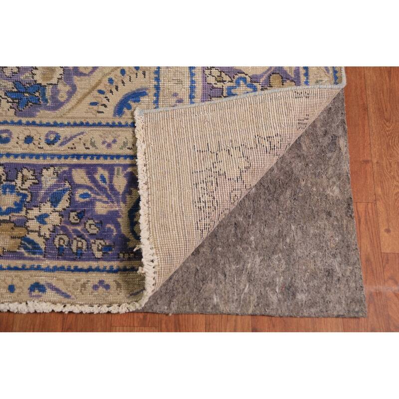 Floral Blue Medallion Tabriz Persian Area Rug Hand-Knotted Wool Carpet - 9'5"x 12'4"