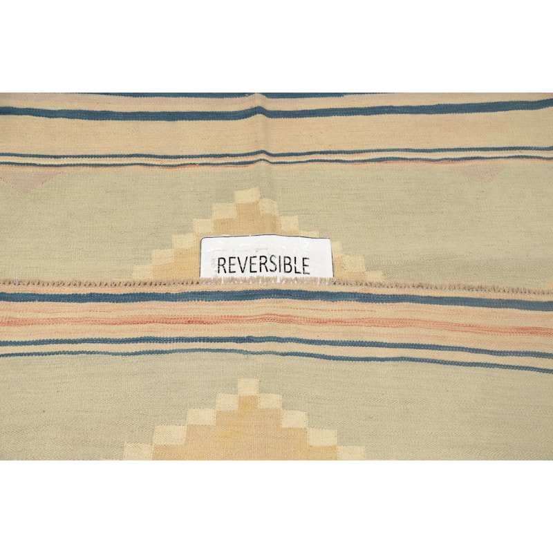 Hand Woven Oriental 100% Wool Carpet Southwestern Tribal Multi-Colored Kilim Area Rug - 9' 8'' X 8' 0''