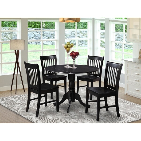 Shop Black Round Kitchen Table and 4 Dinette Chairs 5 ...