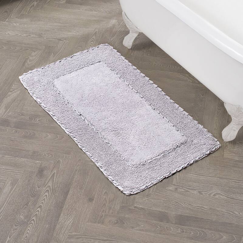 Laura Ashley Ruffle Border Pure Cotton Bath Rugs - 27" x 45" - Lavendar