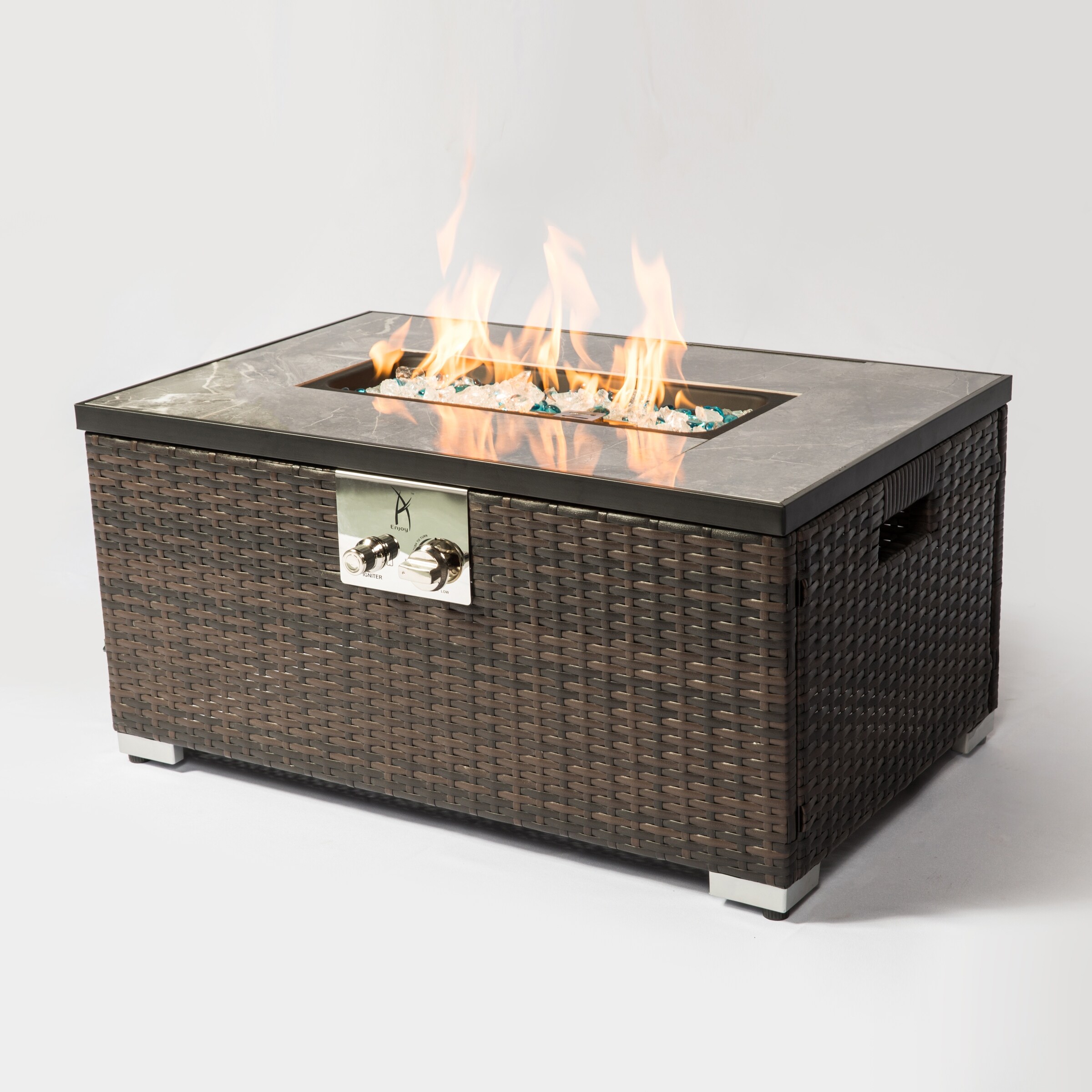 Rattan gas fire pit clearance table