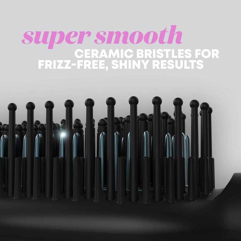 Revamp Progloss Deepform Ceramic Straightener Brush - Ionic Anti-Frizz Straightening Brush, Auto-Off & 9' Swivel Cord