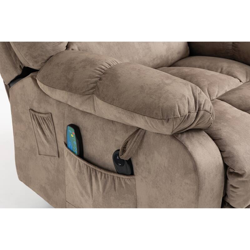 Power Lift Recliner Chair with Massage & Heat, Velvet Upholstered Electric Recliner, Lounge Sofa Chair with Side Pockets