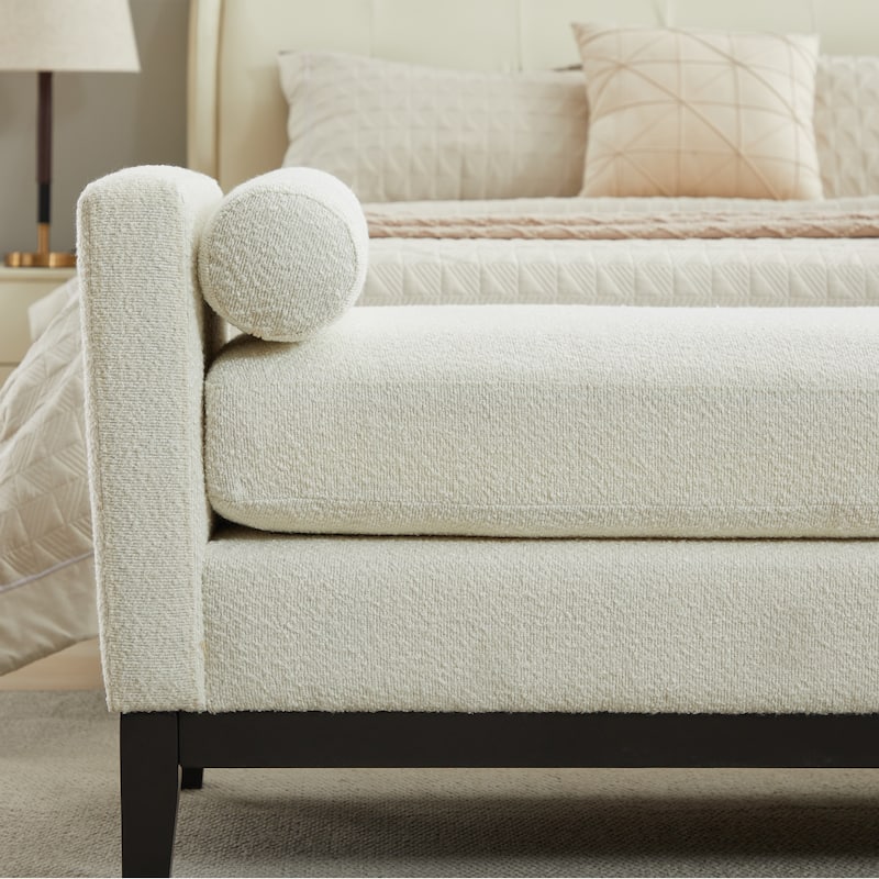 Bedroom Bench with Pillows and Solid Wood Legs for Living Rooms and Entryway