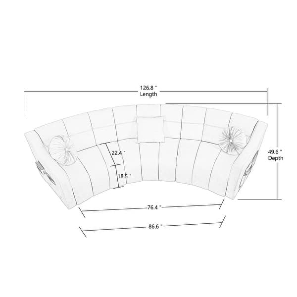 Velvet Curved sofa 3 Seats Symmetrical Modular legless sofa Corner