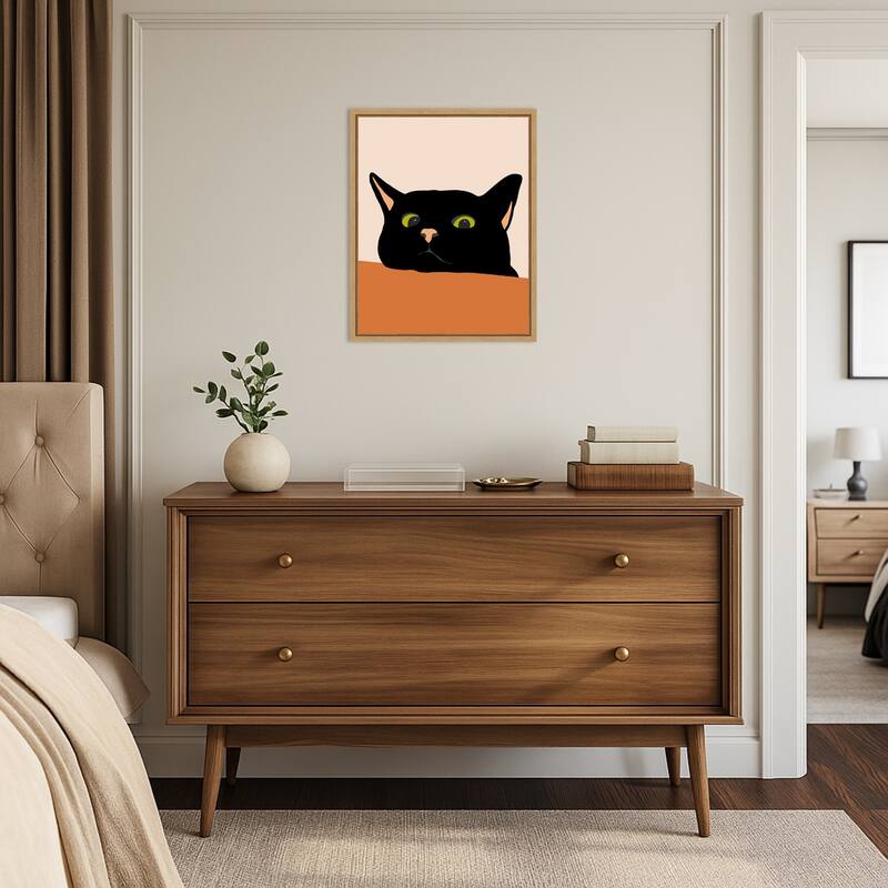 The Curious Cat by Uma Gokhale Framed Canvas Wall Art Print