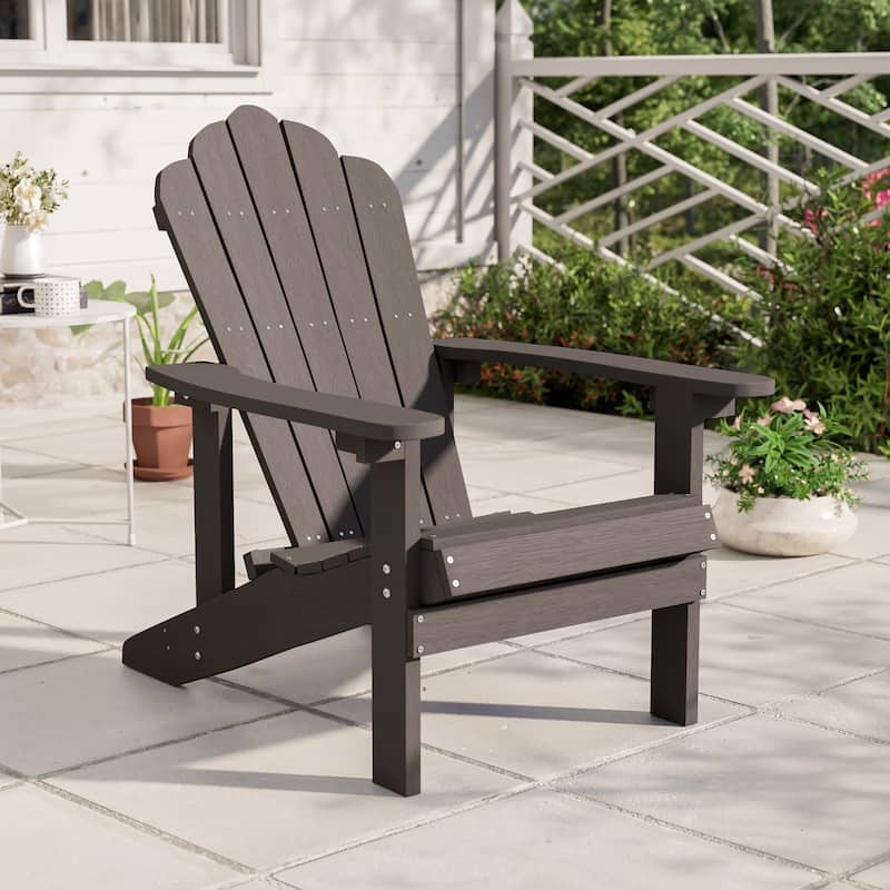 BONOSUKI Outdoor Faux Wood HIPS Patio Adirondack Chair - Mocha
