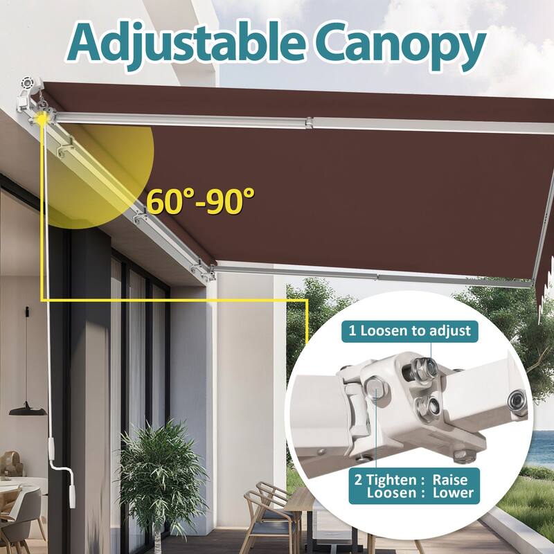 MCombo13x8Feet Manual Retractable Patio Door Window Awning Sunshade Shelter Outdoor Canopy