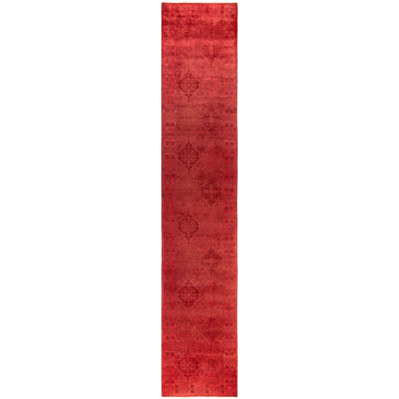 Overdyed One-of-a-Kind Hand-Knotted Area Rug - Red - 2' 6" x 13' 9"