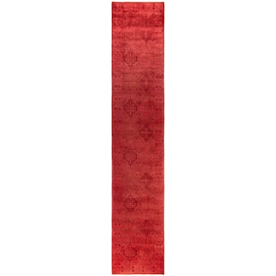 Overdyed One-of-a-Kind Hand-Knotted Area Rug - Red - 2' 6" x 13' 9"
